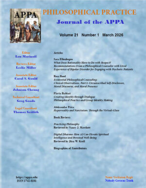 Philosophical Practice, Volume 21.1, March 2026, printed edition